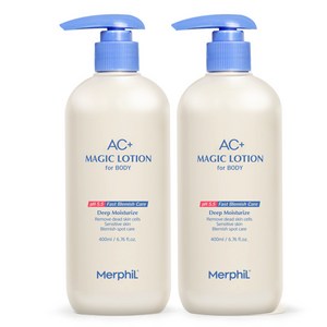 메르필 바디여드름 등드름 닭살 뱀살피부 개선 AC+매직 바디로션 베이비코튼향, 400ml, 2개
