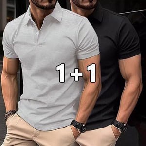 꽃소담 1+1 남자 베이직 무지 카라 반팔 티셔츠 어깨넓어보이는 나성 여름티 A-L26B98