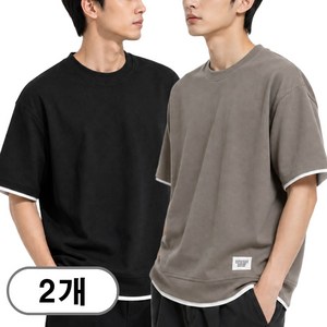 차쿠 1+1 남성 와플 레이어드 반팔티 편한 기본 캐주얼 티셔츠