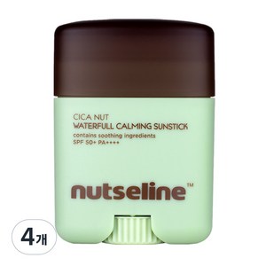 넛세린 시카 넛 선스틱 카밍 쿨링 워터드 SPF50+ PA++++ 미백 주름개선 끈적임 없는 온가족 썬스틱, 20g, 4개