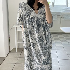 미야미 반팔 44-120 빅사이즈 원피스 잠옷 홈웨어 파자마 오버핏 뜨왈 감성 임부복 가능