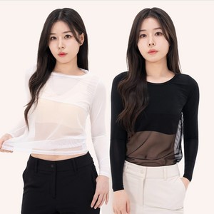 펜즈데이 1+1 여성 골프 이너웨어 냉감 기능성 긴팔 라운드 쿨 티셔츠
