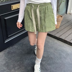 슈가펀 여성용 블리 스트라이프 시어서커 밴딩 반바지