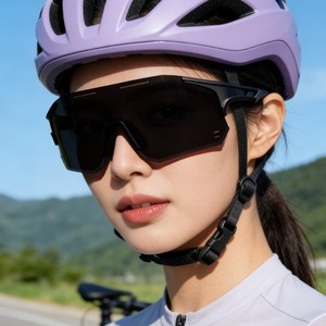 폴더블 자전거 선글라스 변색 렌즈 자외선 차단 UV400 등산 야외 활동용 하루종일 착용 가능 남녀공용, 1개, 검은 테두리