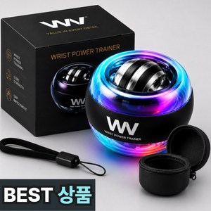 위드밸류 9세대 자이로볼 전완근 악력 손목 스트레칭 운동기구 홈트 파워볼, 1개, 퓨어 클리어 블랙
