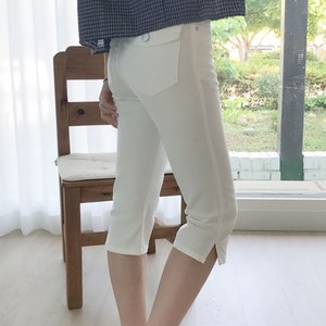 레빅 밑단트임 뒷포켓 6부 스판 코튼 카프리 팬츠