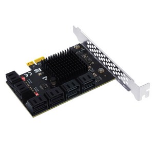 PCIE SATA 어댑터 PCI Express X1 to 3.0 확장 카드 라이저, 애드온 카드, 채굴용 PCI-E X4 X8 X16 지원, 20 포트, 16/12 포트