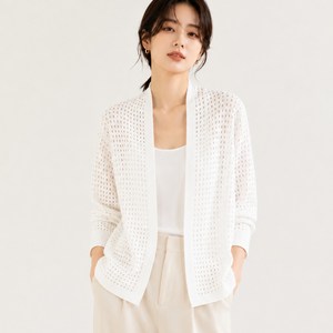 ERASODS 여성 펀칭 니트 가디건 여름 오피스룩