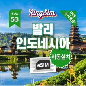 링심 인도네시아이심 5G속도 종량제e심 발리 자카르타 esim 유심, 4일, 5G 10GB 종량제