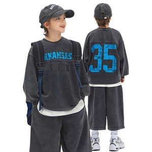 더베이지 가을 주니어 남아 7부 바지 오버핏 상하세트 오딘 피그먼트 버뮤다 SET B5582