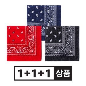 온페이스 1+1+1 반다나 페이즐리 손수건 스카프 두건 헤어 캠핑 등산 레드+블랙+블루