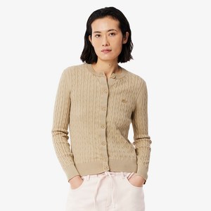 라코스테 여성용 가먼트 다잉 케이블 긴팔 면 가디건 AF9584-55G