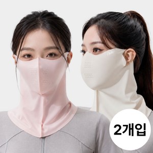 시크도트 자외선차단 여성 골프 마스크, 1세트, 아이보리+핑크