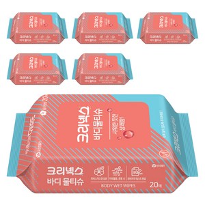 크리넥스 바디 물티슈 리필형 랜덤 발송, 43g, 20매입, 6개