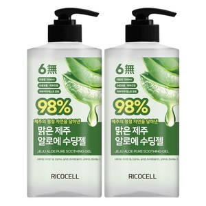 리코셀 대용량 저자극 맑은 제주 알로에 98% 수딩젤, 2개, 1L