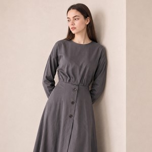 온앤온 허리 뒷밴딩 플레어 원피스