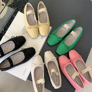 비비드 셔링토 리본플랫슈즈 밴딩 메리제인플랫 1cm