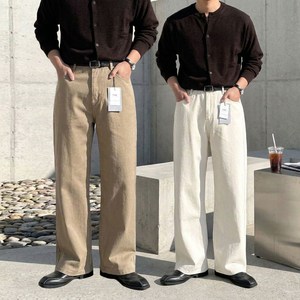 코튼 빅사이즈 반밴딩 와이드 치노팬츠 면바지