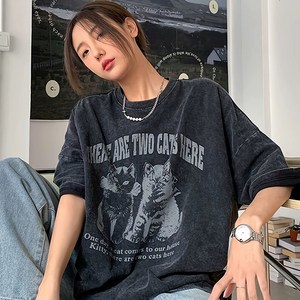 빈티지 워싱 반팔 티셔츠 남여공용 피그먼트 오버핏 라운드넥 반팔티N-0028