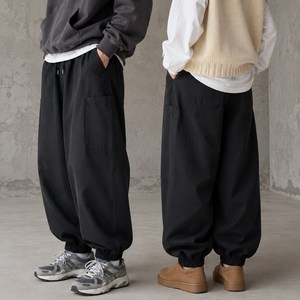 문컬렉션 남녀공용 아웃포켓 와이드 조거 팬츠 남성 여성 데일리룩 캐주얼 밴딩 항아리 바지