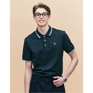 헤지스 남성용 더블 팁 배색 카라 반팔 티셔츠
