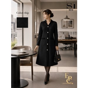 SI SI 카라 배색 골드 버튼 포켓 롱 원피스(SL-OCX2929)_epc