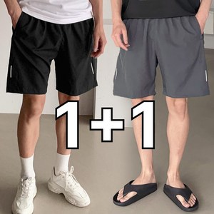 핏노블 2P 남자 반바지 5부 여름용 트레이닝 밴딩 팬츠 1+1