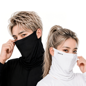 젠시크 자외선차단 쿨 스포츠 골프 마스크, 블랙+화이트, 1세트, 2개입