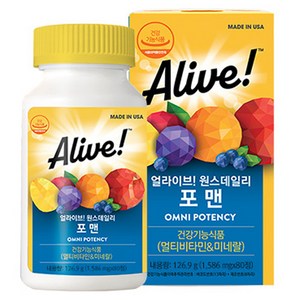 얼라이브 원스데일리 포 맨 멀티비타민, 80정, 1개