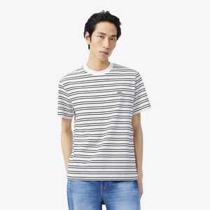 라코스테 남성용 멀티 스트라이프 면 반팔 티셔츠 TH0874-56G