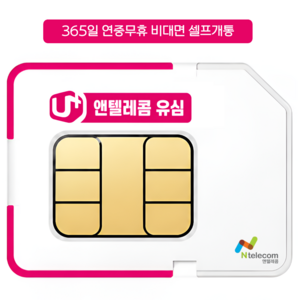 앤텔레콤 알뜰폰 선불폰(KT.LG) 한국 선불유심 USIM LG선불요금제, 1개, 무제한, 30일