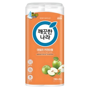 깨끗한나라 데일리 천연펄프 키친타월, 8롤, 1개