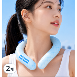 샘쿨 여름 아이스 넥쿨러 와이드 넥밴드 대용량, 2개, 화이트블루