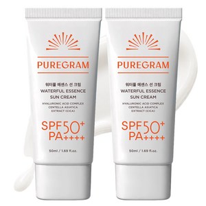 1등 수분 선크림 퓨어그램 SPF50+ PA++++ 눈시림 없는 백탁현상 없는 수분 선세럼, 2개, 50ml
