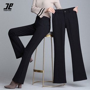 Timepure 나팔바지 여성 블랙 고급 오피스복 정장바지 빅사이즈 슬림핏 스판바지