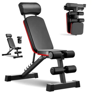 FITNEST 트레이닝 벤치, 다기능 싯업 벤치, 접이식, 최대 하중 150kg, 플랫 벤치, 근력 운동, 각도 조절 용이, 복근 등근 운동, 덤벨 벤치, 확장 가능, 보관 용이, 붉은색