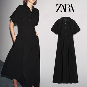 자라 ZARA 여성 포플린 원피스 반팔 미디 2183248