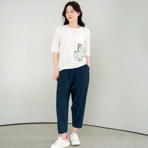 물론 국내생산 여성 풍기포인견 와플주머니 9부 바지